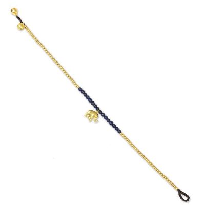 Alternate image for Lapis Lazuli Elephant Charm Beaded Brass Anklet Stylish Elephant