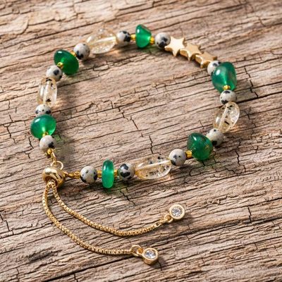 Primary image for High-Polished Brass and Multi-Gemstone Star Beaded Bracelet Thriving Sincere Love