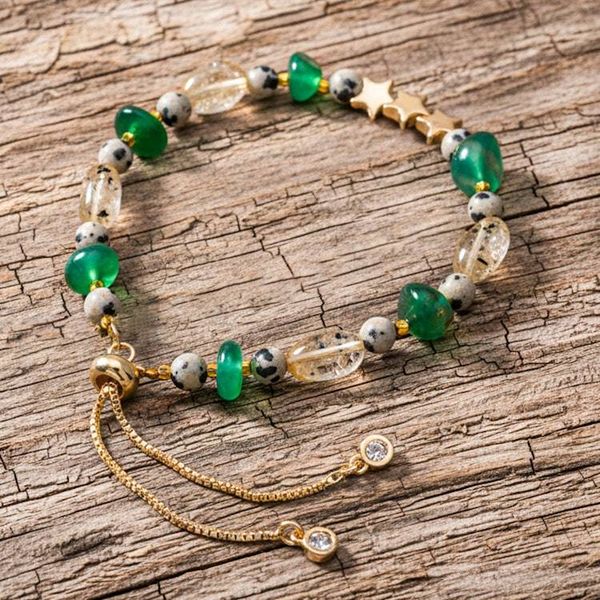 Alternate image for High-Polished Brass and Multi-Gemstone Star Beaded Bracelet Thriving Sincere Love