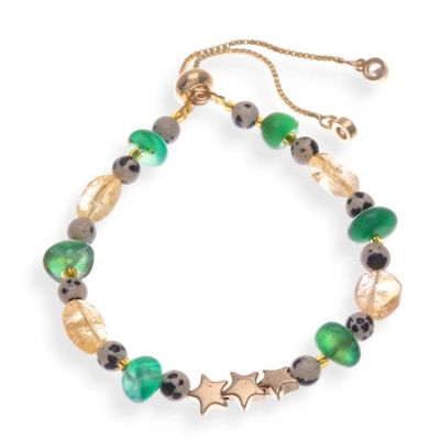 Alternate image for High-Polished Brass and Multi-Gemstone Star Beaded Bracelet Thriving Sincere Love