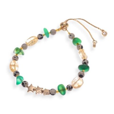 Alternate image for High-Polished Brass and Multi-Gemstone Star Beaded Bracelet Thriving Sincere Love
