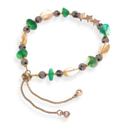 Alternate image for High-Polished Brass and Multi-Gemstone Star Beaded Bracelet Thriving Sincere Love