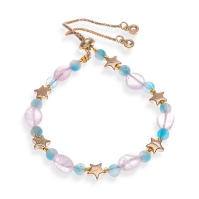 Primary image for Star-Themed Polished Brass and Multi-Gemstone Bead Bracelet Thriving True Love