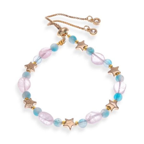 Alternate image for Star-Themed Polished Brass and Multi-Gemstone Bead Bracelet Thriving True Love
