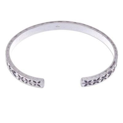 Alternate image for Traditional Floral Sterling Silver Cuff Bracelet Forest Signs