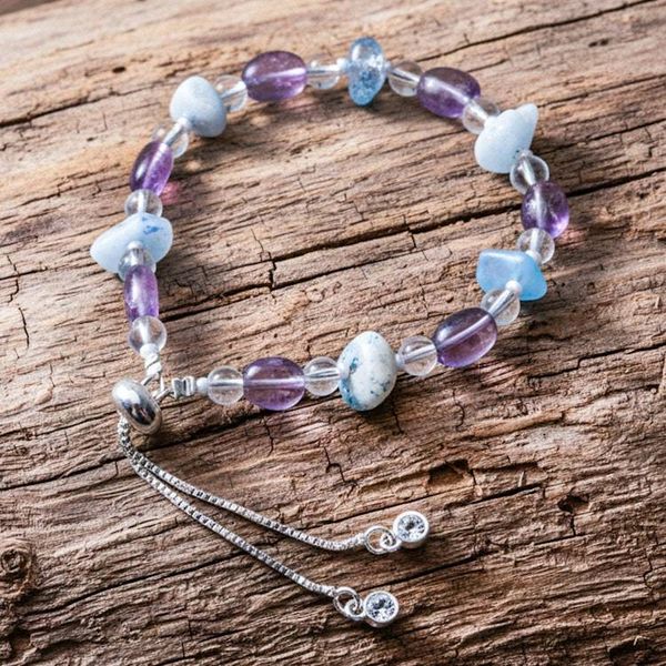 Alternate image for Silver-Plated Brass Beaded Bracelet with Amethyst and Quartz Thriving Wise Love