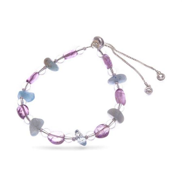 Alternate image for Silver-Plated Brass Beaded Bracelet with Amethyst and Quartz Thriving Wise Love