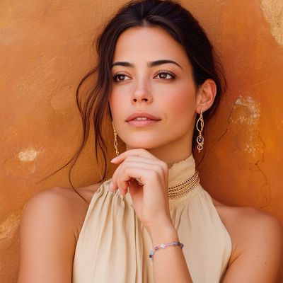 Alternate image for Silver-Plated Brass Beaded Bracelet with Amethyst and Quartz Thriving Wise Love