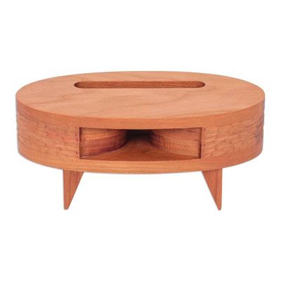 Alternate image for Hand-Carved Oval Teak Wood Phone Speaker from Thailand Oval Traces