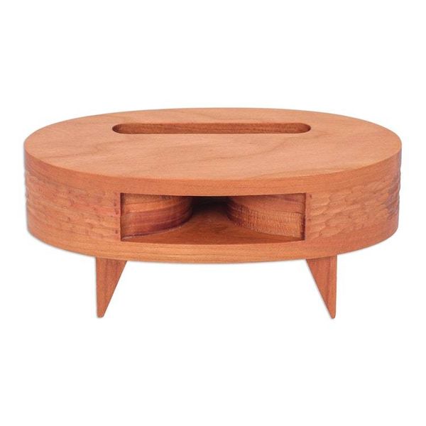 Alternate image for Hand-Carved Oval Teak Wood Phone Speaker from Thailand Oval Traces
