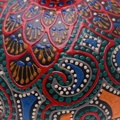 Alternate image for Hand-Painted Red Mango Wood Decorative Box from Thailand Floral Circle in Red