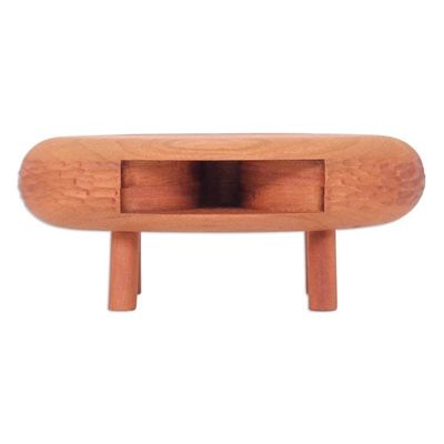 Alternate image for Hand-Carved Ovoid Teak Wood Phone Speaker from Thailand Ovoid Traces