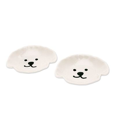 Alternate image for 2 Poodle Puppy-Themed Hand-Painted Glazed Ceramic Catchalls Poodle Charm