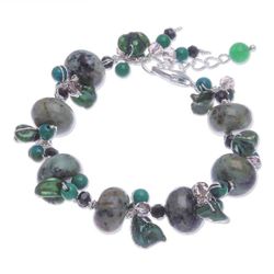 Image for Cultured Pearl and Serpentine Beaded Bracelet Green Cornucopia