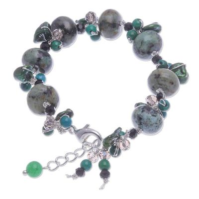 Alternate image for Cultured Pearl and Serpentine Beaded Bracelet Green Cornucopia