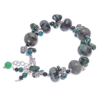 Alternate image for Cultured Pearl and Serpentine Beaded Bracelet Green Cornucopia