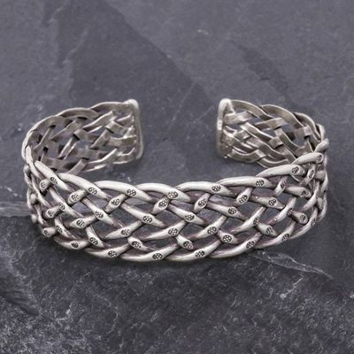 Primary image for Stamped Sterling Silver Cuff Bracelet Hill Tribe Trellis