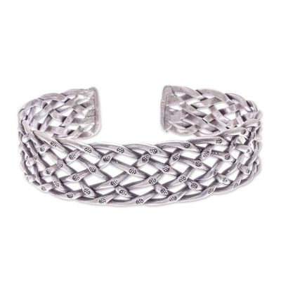 Alternate image for Stamped Sterling Silver Cuff Bracelet Hill Tribe Trellis