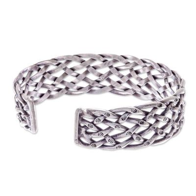 Alternate image for Stamped Sterling Silver Cuff Bracelet Hill Tribe Trellis