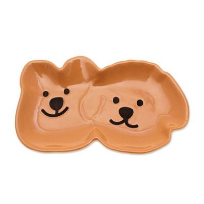 Alternate image for Whimsical Puppy-Themed Brown Black Glazed Ceramic Catchall Adorable Puppies