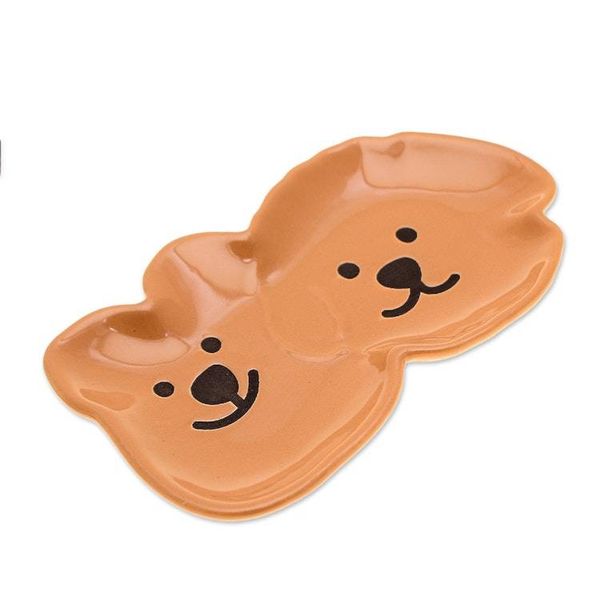 Alternate image for Whimsical Puppy-Themed Brown Black Glazed Ceramic Catchall Adorable Puppies