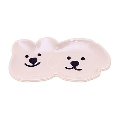 Alternate image for Handmade Poodle Puppy-Themed Ivory Glazed Ceramic Catchall Twin Puppies
