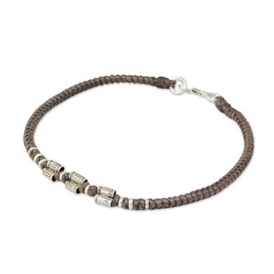 Alternate image for 950 Silver Accent Wristband Bracelet from Thailand Bamboo Bracelet in Taupe