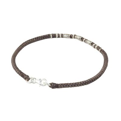 Alternate image for 950 Silver Accent Wristband Bracelet from Thailand Bamboo Bracelet in Taupe
