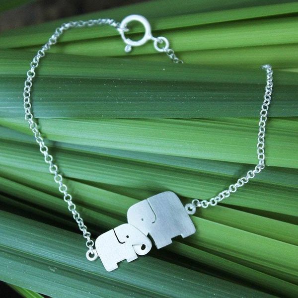 Alternate image for Sterling Silver Elephant Bracelet Family Love