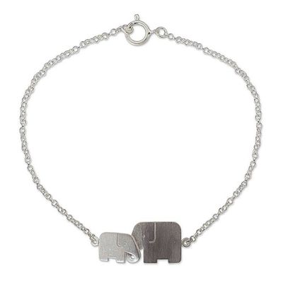 Alternate image for Sterling Silver Elephant Bracelet Family Love