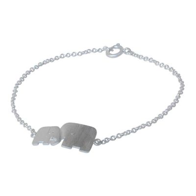 Alternate image for Sterling Silver Elephant Bracelet Family Love