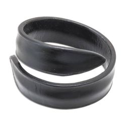 Image for Modern Leather Wrap Bracelet in Black from Thailand Simple Caress in Black