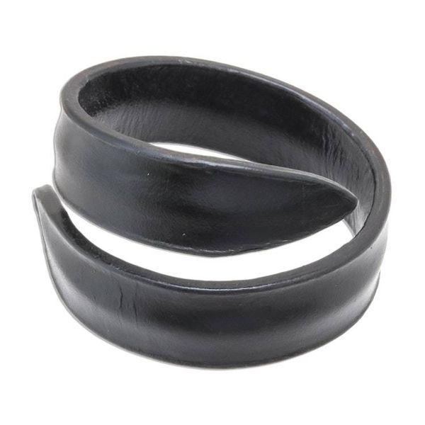 Alternate image for Modern Leather Wrap Bracelet in Black from Thailand Simple Caress in Black