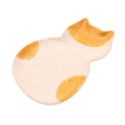 Alternate image for Abstract Cat-Themed Textured Glazed Ceramic Catchall Classy Cat