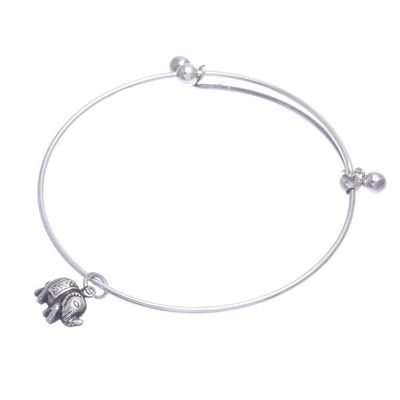 Alternate image for Artisan Made Sterling Silver Bangle Charm Bracelet Good Luck Elephant