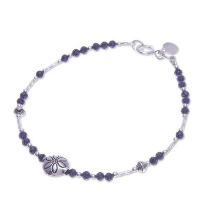 Alternate image for Hill Tribe-Themed Silver and Blue Glass Beaded Bracelet Petals of Ocean