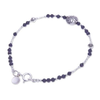 Alternate image for Hill Tribe-Themed Silver and Blue Glass Beaded Bracelet Petals of Ocean