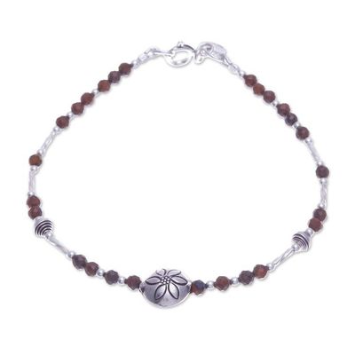 Alternate image for Silver and Tigers Eye Beaded Hill Tribe Pendant Bracelet Petals of Courage