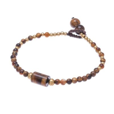 Alternate image for Tigers Eye Beaded Pendant Bracelet from Thailand Boho Thai
