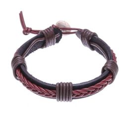 Image for Braided Leather Wristband Bracelet in Brown from Thailand Perfect Style in Brown