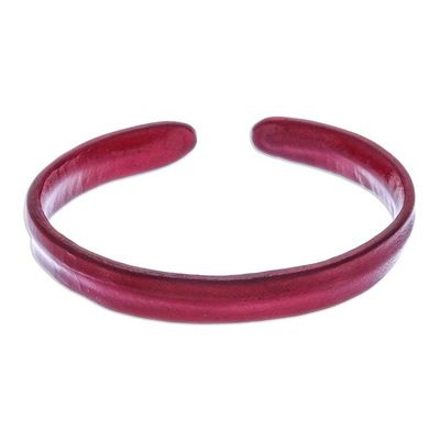 Alternate image for Handcrafted Modern Leather Cuff Bracelet in Red Simply Passionate
