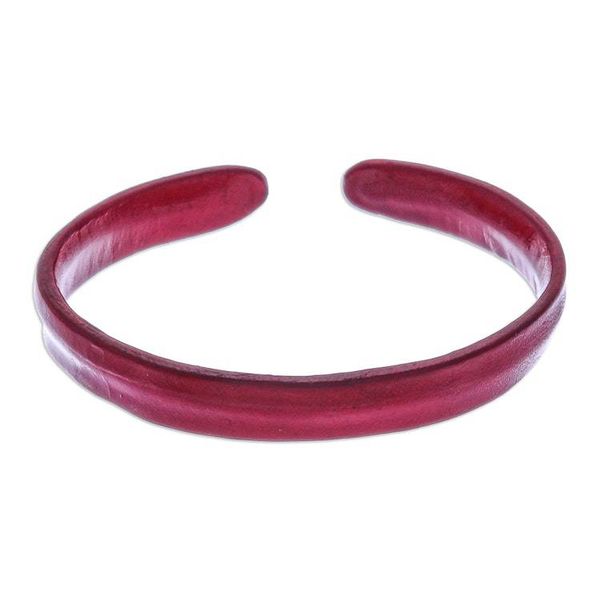 Alternate image for Handcrafted Modern Leather Cuff Bracelet in Red Simply Passionate