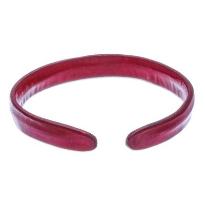 Alternate image for Handcrafted Modern Leather Cuff Bracelet in Red Simply Passionate
