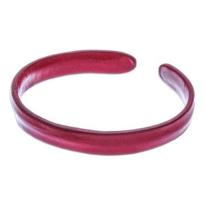 Alternate image for Handcrafted Modern Leather Cuff Bracelet in Red Simply Passionate
