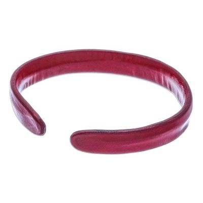 Alternate image for Handcrafted Modern Leather Cuff Bracelet in Red Simply Passionate