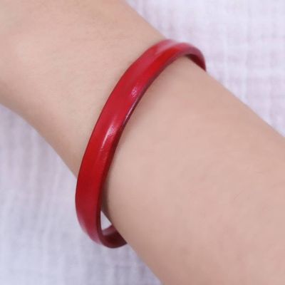 Alternate image for Handcrafted Modern Leather Cuff Bracelet in Red Simply Passionate