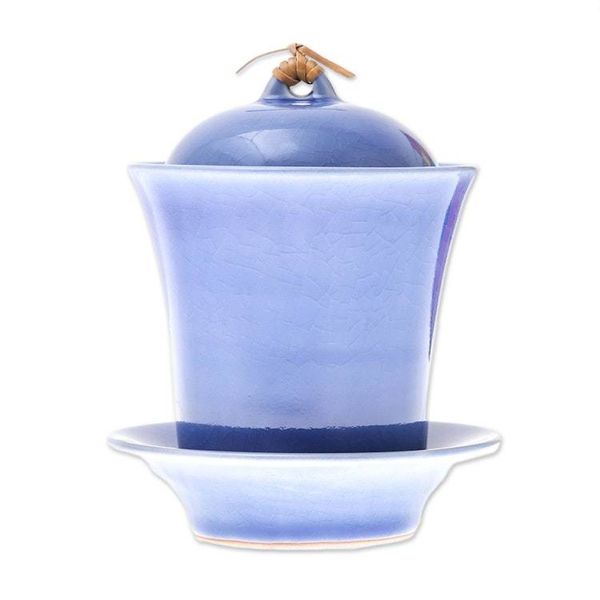Alternate image for Handcrafted Blue Ceramic Soup Cup Set with Lid and Saucer Cup of Comfort in Blue