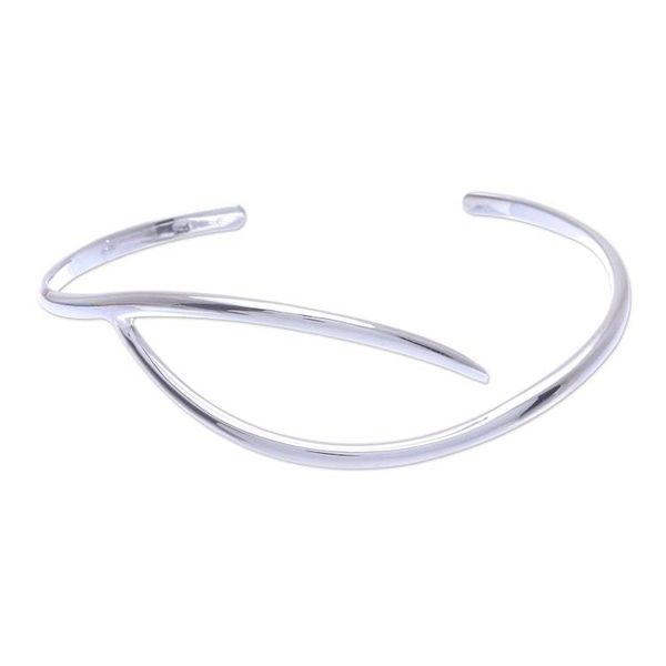 Alternate image for Hand Crafted Sterling Silver Cuff Bracelet Breaking the Waves
