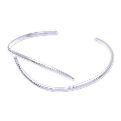 Alternate image for Hand Crafted Sterling Silver Cuff Bracelet Breaking the Waves