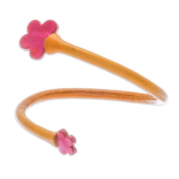 Alternate image for Handcrafted Floral Yellow and Pink Leather Wrap Bracelet Floral Embrace in Yellow